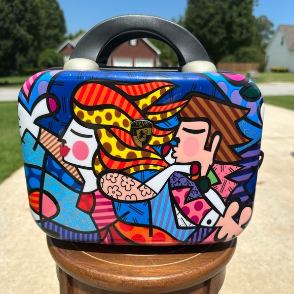 Vibrant Blue and Red Cosmetic Case with Hard Shell - Picture 1 of 4